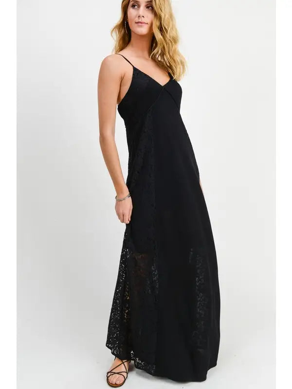 ★TILL I DIE★ Vneck long dress TISU01OP02_Black Eyelet Zhen Long Dress - Black