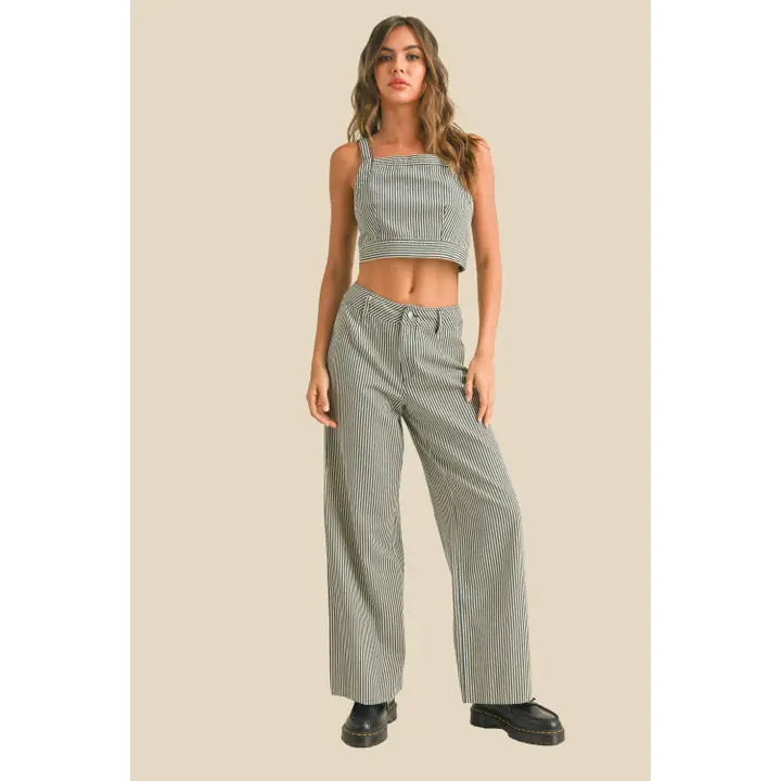 BLUE STRIPE PANT SET