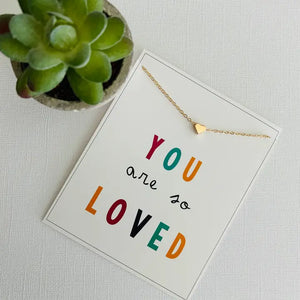 YOU ARE LOVED HEART NECKLACE & STATIONANRY GIFT SET