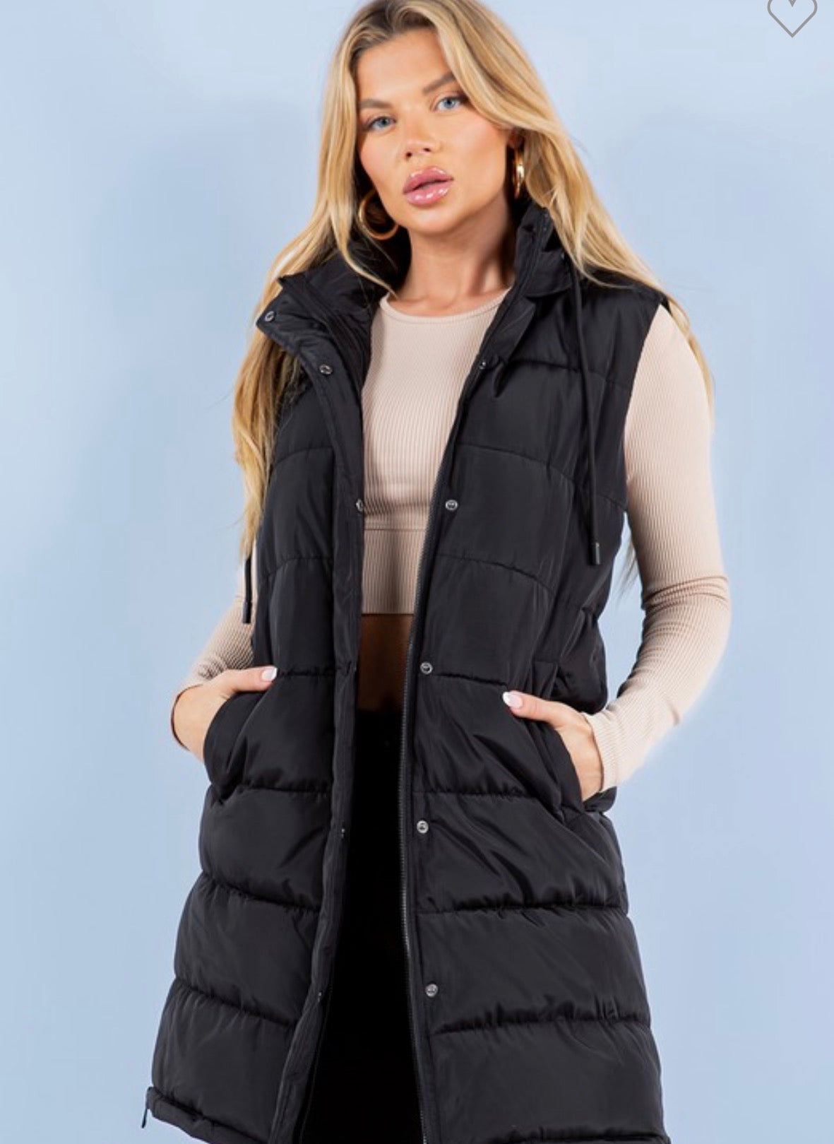 Black Long Puffer Vest