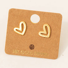 Load image into Gallery viewer, Gold Dipped Heart Stud Earrings