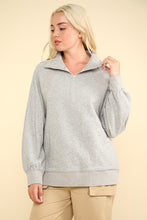 Load image into Gallery viewer, HEATHER GRAY OVERSIZED HENLEY SWEATSHIRT