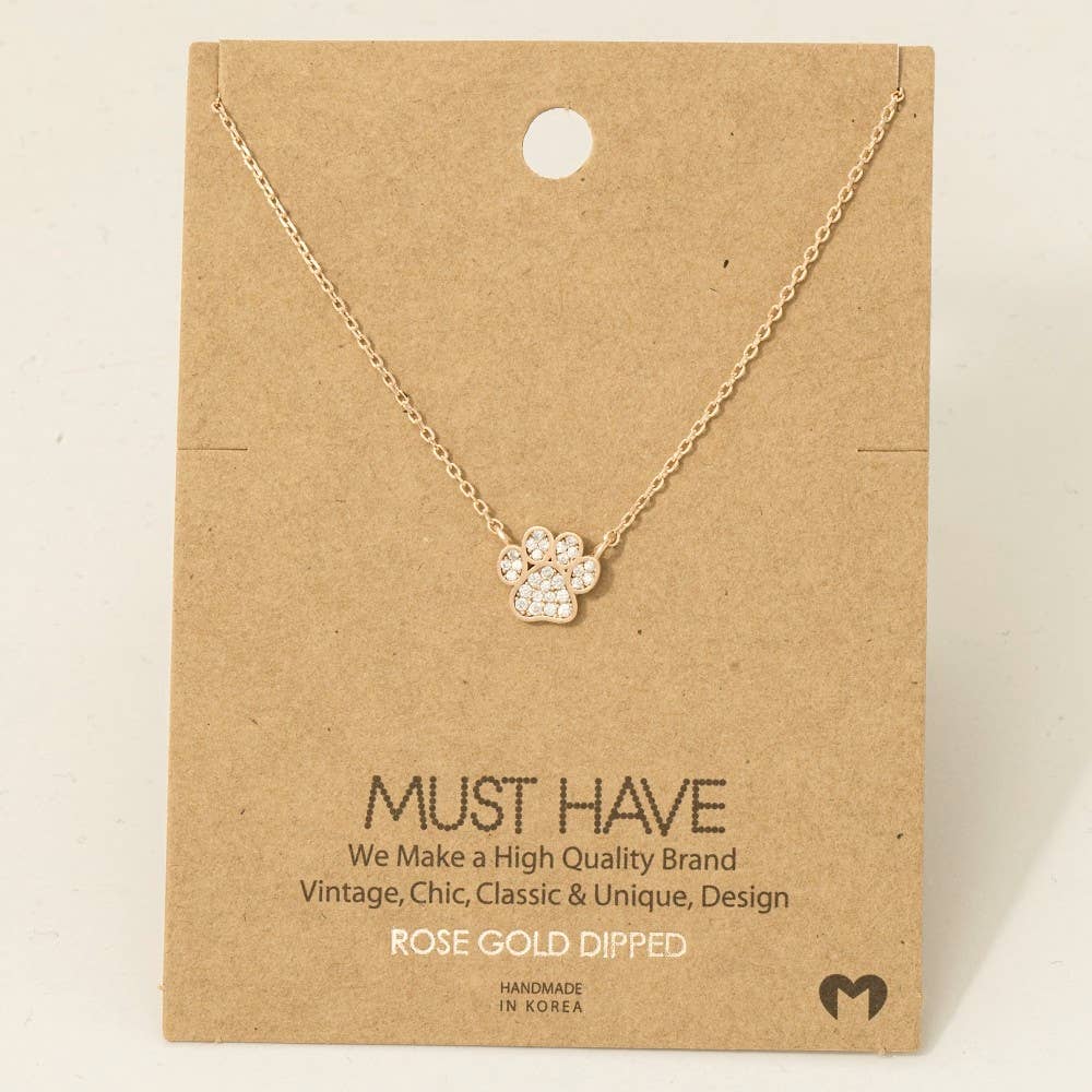 Dog Paw Print Charm Necklace