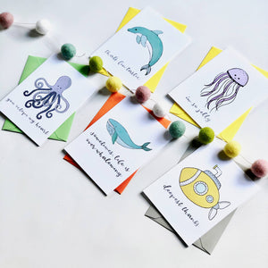 Pun Fun Cards - Seas the Day Card Set - Ocean Sea Life Notes