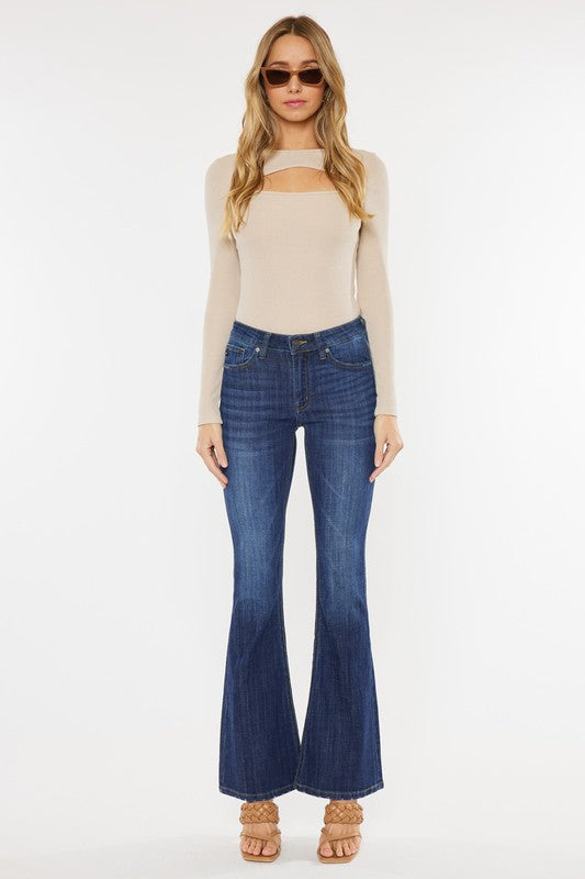 Kan Can: MID RISE PETITE FLARE JEANS