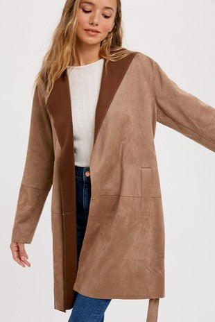 BROWN VEGAS SUEDED HOODED JACKET