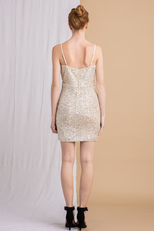 Sequin Sweatheart Strap Mini Dress