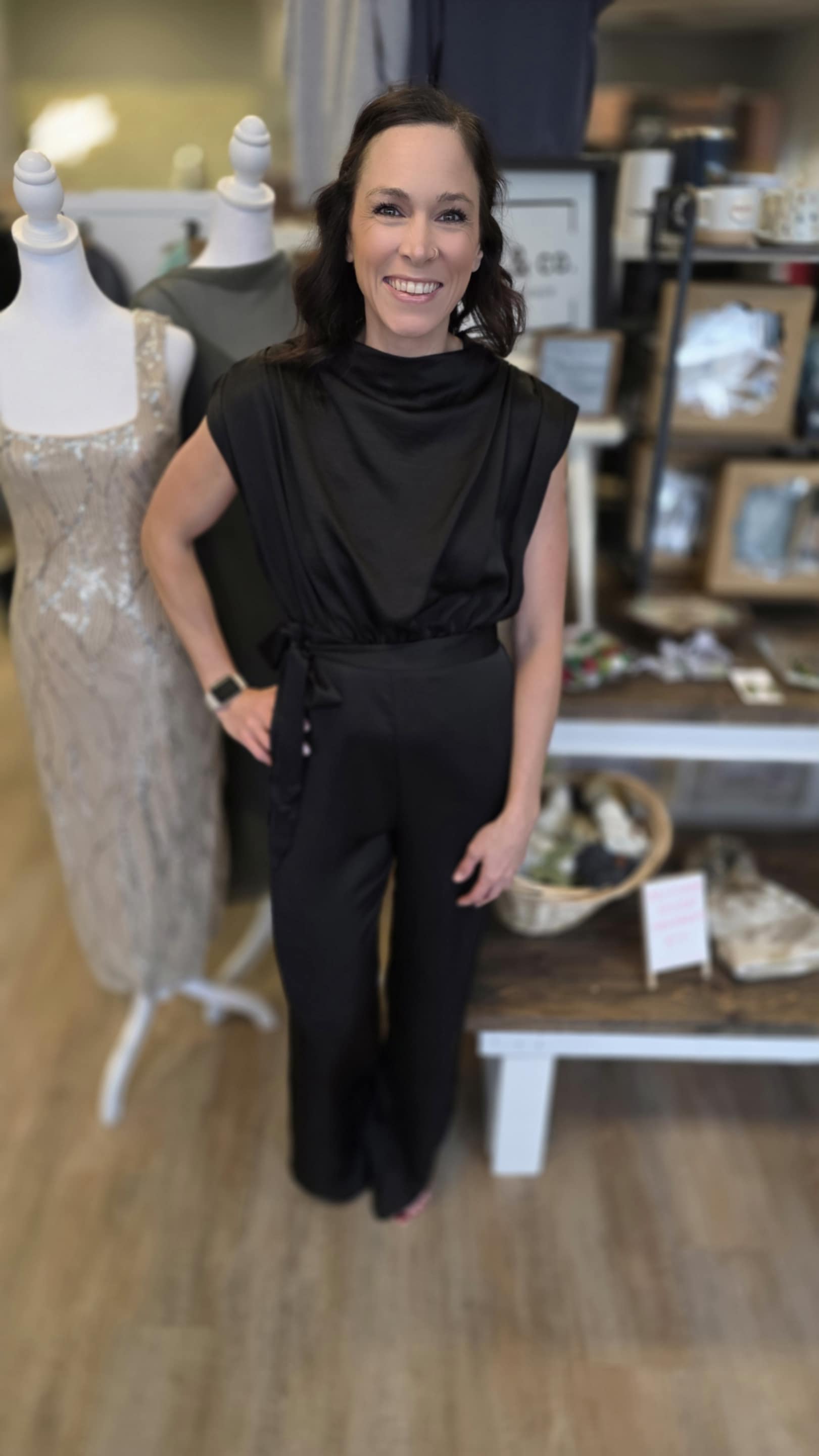 Mock Neck Sleeveless Wide Leg Jumpsuit