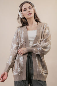 Mocha Oversized Western Graphic Knit Sweater Cardigan