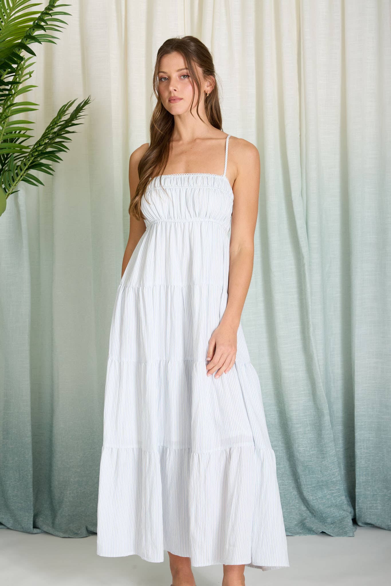 empire waist tiered dress Dark Denim Dress - Empire Waist Tiered Dress