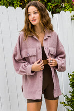 Load image into Gallery viewer, Mauve Lightweight Oversized Fuzzy Shacket