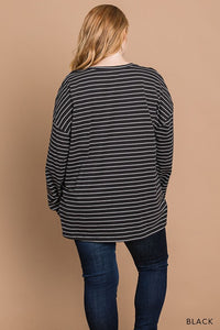 BLACK STRIPED LONG SLEEVE TOP