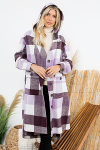 Purple Plaid Oversized Duster Shacket