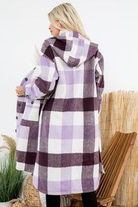 Purple Plaid Oversized Duster Shacket