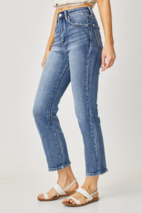 RISEN: HIGH RISE CROP STRAIGHT JEANS