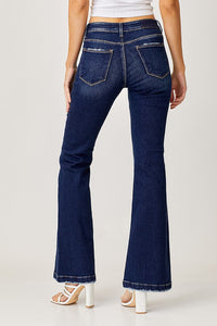 RISEN: LOW RISE DARK FLARE JEANS