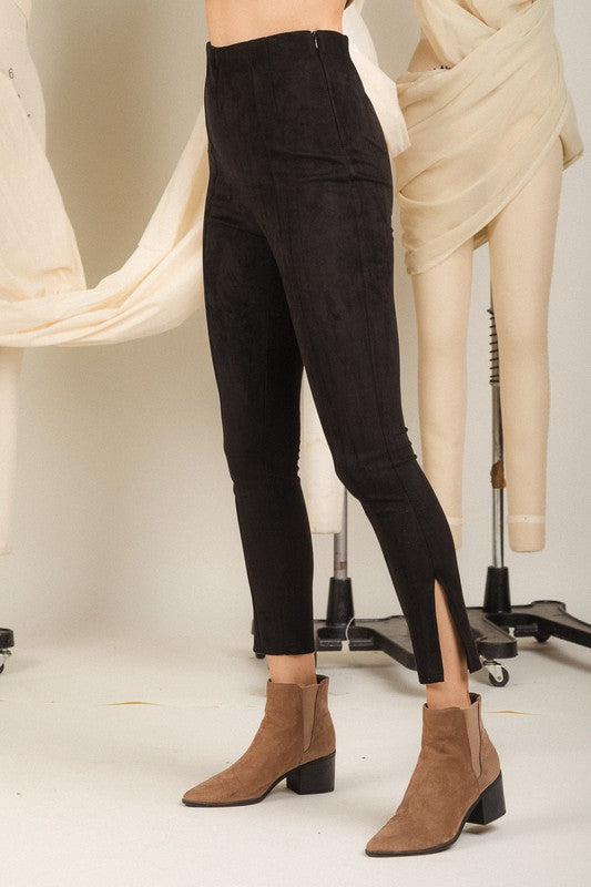 BLACK SUEDE LEGGINGS PANTS
