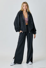 Load image into Gallery viewer, RISEN LOUNGE LINE: WIDE LEG PANTS (WASHED BLACK)