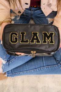 BLACK ‘GLAM’ CLEAR COSMETIC MAKEUP BAG
