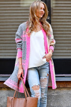 Load image into Gallery viewer, PINK AND GREY PLAID CARDIGAN SHACKET