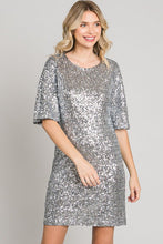 Load image into Gallery viewer, SILVER SEQUIN DRESS