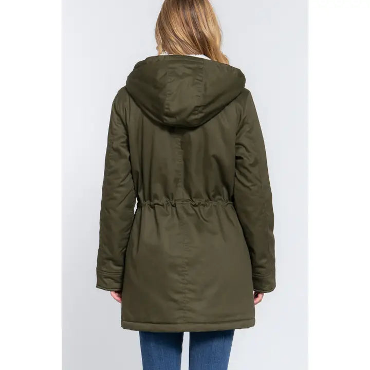 FLEECE LINED OLIVE GREEN JACKET