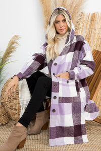 Purple Plaid Oversized Duster Shacket