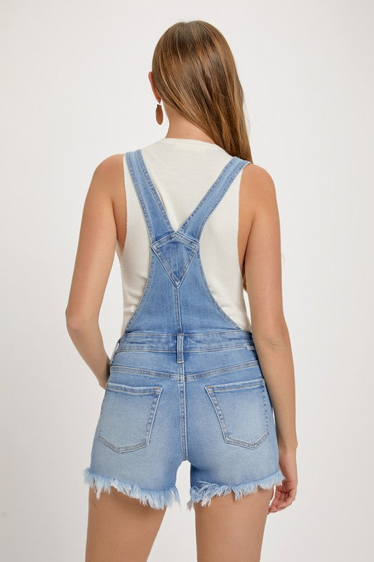 RISEN: DISTRESSED SHORTS ROMPER