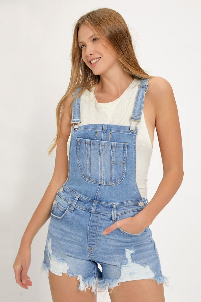 RISEN: DISTRESSED SHORTS ROMPER