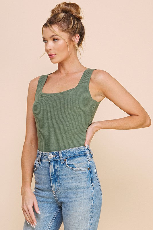 SAGE SQUARE NECK BODYSUIT