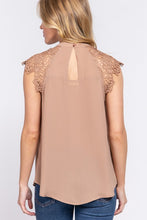 Load image into Gallery viewer, KHAKI LACE SLEEVE TOP