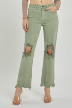 Load image into Gallery viewer, RISEN: GREEN DISTRESSED JEANS
