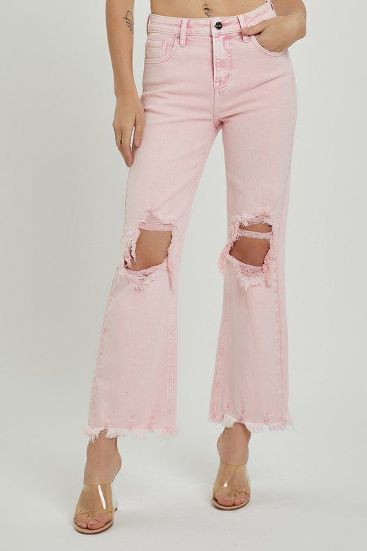 RISEN: ACID PINK DISTRESSED JEANS