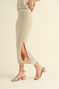 BEIGE KNITTED TOP + SKIRT SET