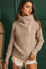 Load image into Gallery viewer, TAN ZIP UP SWEATER JACKET
