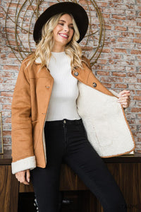 FAUX SUEDE JACKET W/ FUR LINING