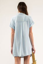 Load image into Gallery viewer, BLUE STRIPED COLLARED DRESS