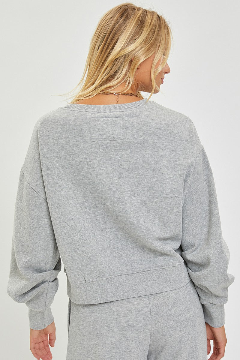 RISEN LOUNGE LINE: CROP CREW (HEATHER GREY)