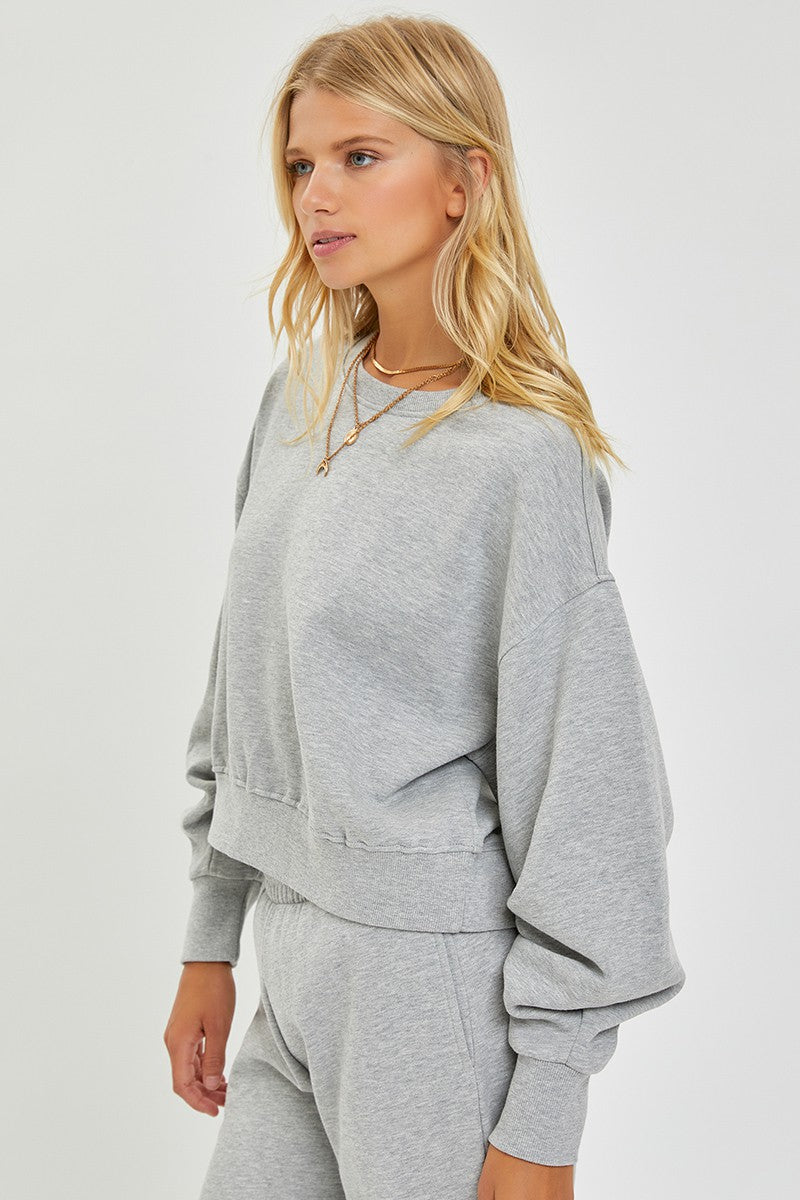 RISEN LOUNGE LINE: CROP CREW (HEATHER GREY)