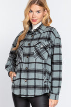 Load image into Gallery viewer, LIGHT TEAL &amp; BLACK PLAID JACKET
