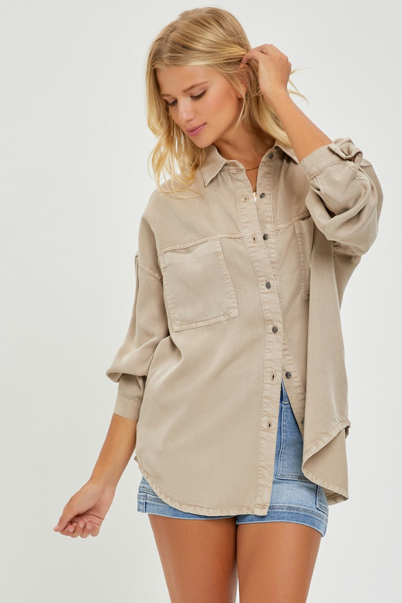 Risen Oversized Tencel Shacket (Curvy)
