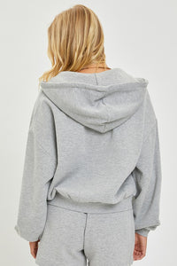 RISEN LOUNGE LINE: OVERSIZED ZIP UP HOODIE (HEATHER GREY)