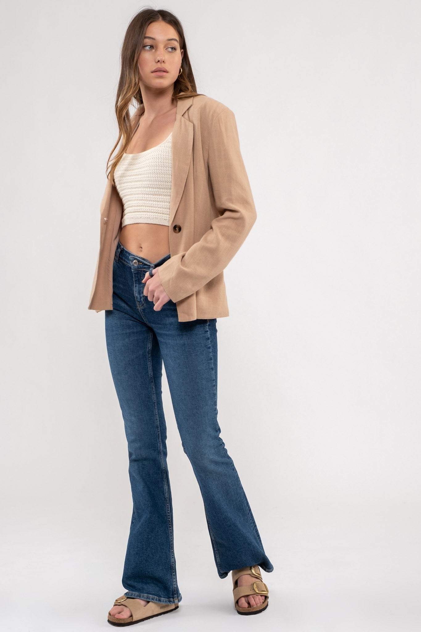 Tan Single Button Blazer
