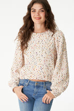 Load image into Gallery viewer, Puffed Sleeve Cropped Confetti Sweater