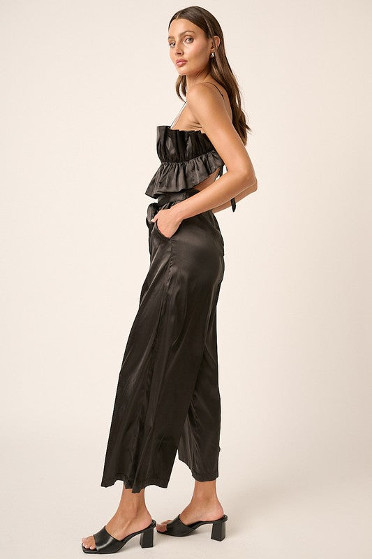 Black Satin Present Romper