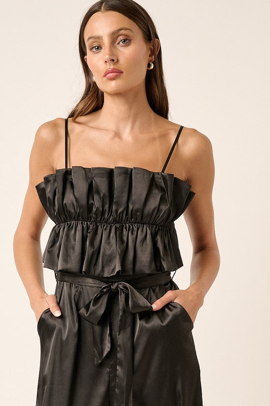 Black Satin Present Romper