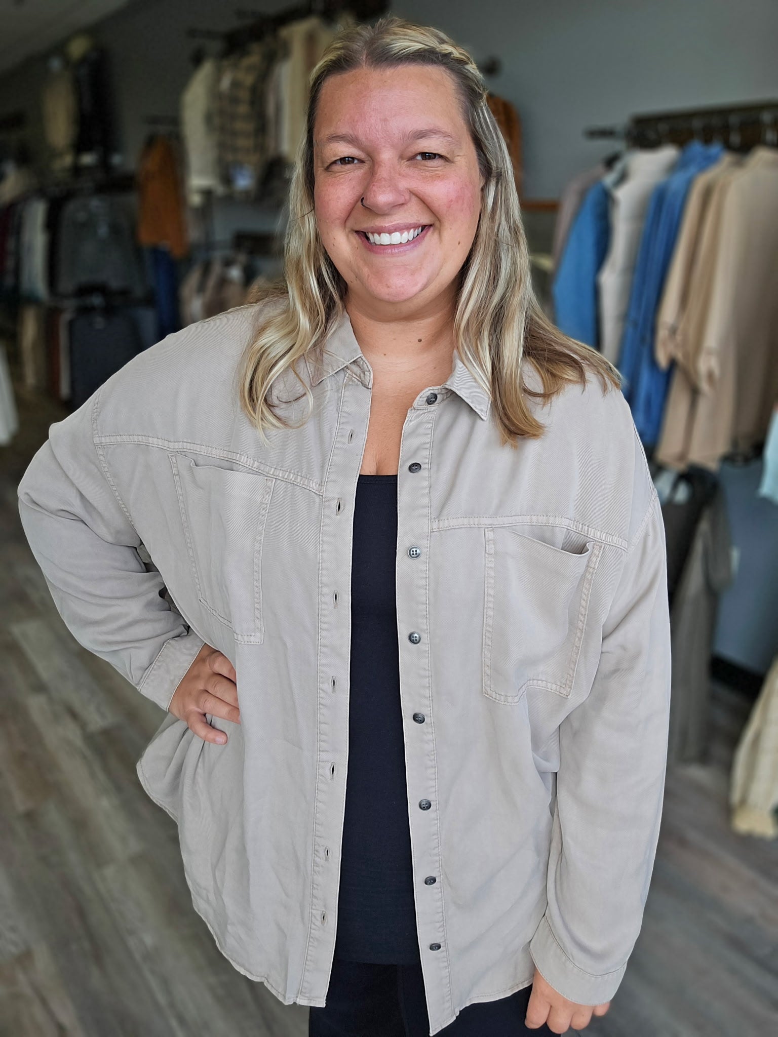 Risen Oversized Tencel Shacket (Curvy)