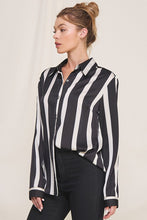 Load image into Gallery viewer, BLACK AND WHITE SATIN STRIPE SHIRT
