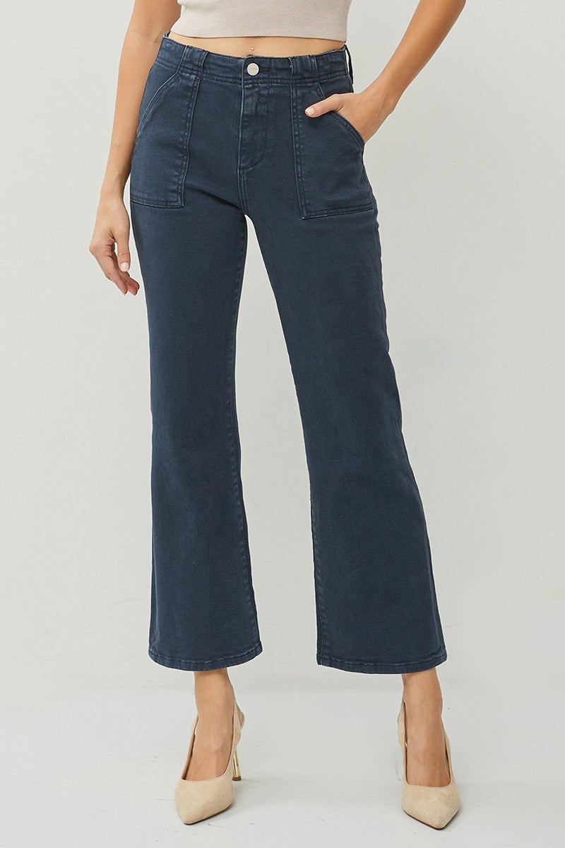 RISEN: BLUEBERRY PATCH POCKET ANKLE FLARE JEANS