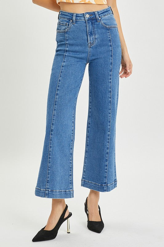 RISEN: HIGH RISE ANKLE WIDE JEANS